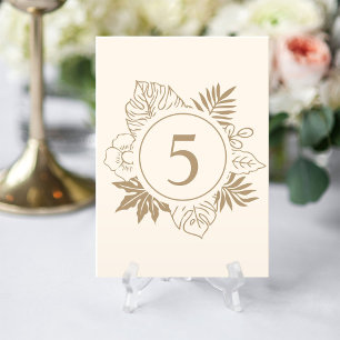 Romantic Tropical Greenery Wedding Table Number