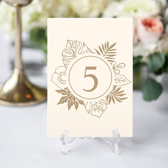 Romantic Tropical Greenery Wedding Table Number (Creator Uploaded)