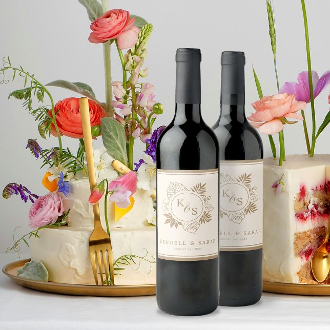 Romantic Tropical Greenery Wedding Wine Label (Creator Uploaded)