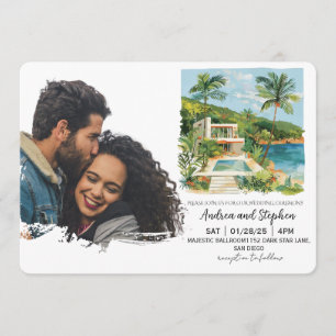 Romantic Tropical Island Wedding Invitation