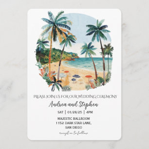 Romantic Tropical Island Wedding Invitation