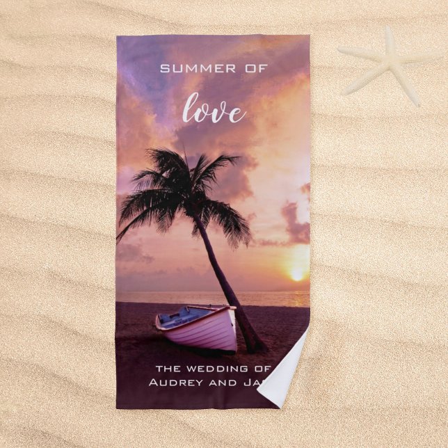 Romantic Tropical  Sunset Beach Towel (Creator Uploaded)