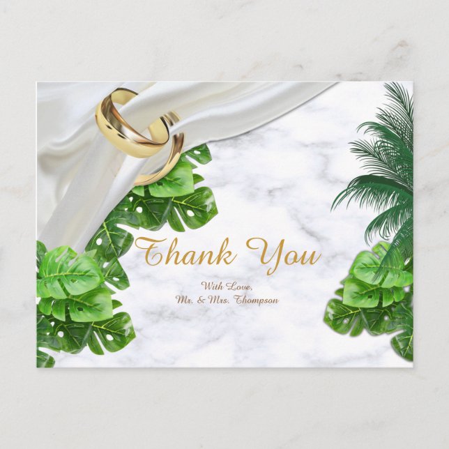 Romantic Tropical Thank You Postcard (Front)