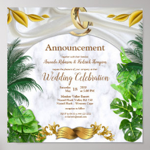Romantic Tropical Wedding Announcement Poster