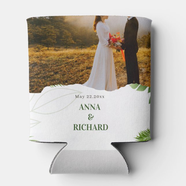 Romantic Tropical Wedding Invitation Can Cooler (Back)