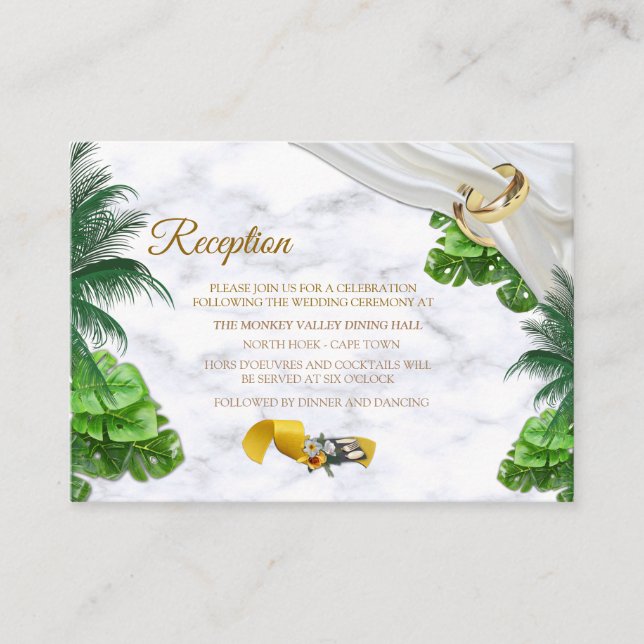Romantic Tropical Wedding Reception Enclosure Card (Front)