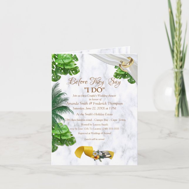 Romantic Tropical Wedding Shower Invitation (Front)