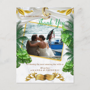 Romantic Tropical Wedding Thank You Postcard