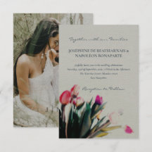 Romantic tulips watercolor with photo wedding
