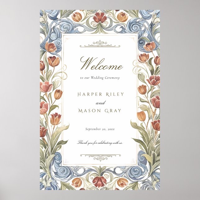 Romantic Tulips Wedding Welcome Sign (Front)