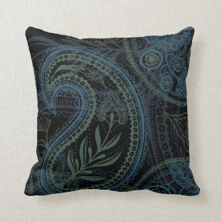 Romantic Turquoise, Blue & Green Paisley Cushion