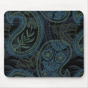 Romantic Turquoise, Blue & Green Paisley Mouse Pad