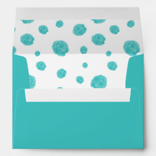 romantic turquoise flowers wedding envelope