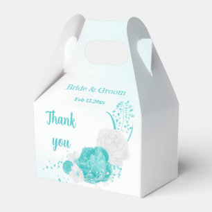 romantic turquoise flowers wedding favour box