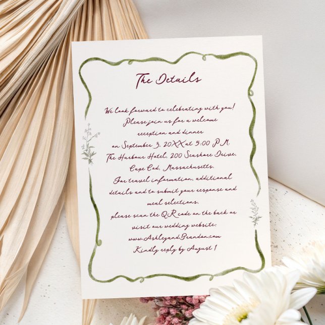 Romantic Tuscan Garden Whimsical Floral Wedding Enclosure Card (Creator Uploaded)