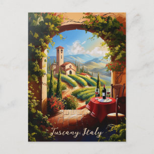 Romantic Tuscany Valley Painting Italy Travel Art Postcard