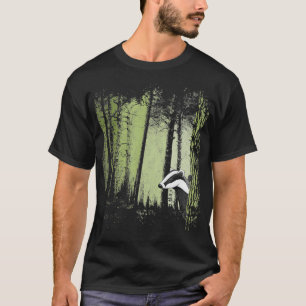 Romantic Twilight Forest with Badger Drawing  T-Shirt