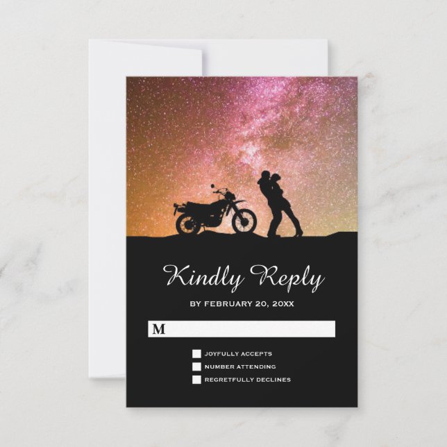 Romantic Twilight Galaxy Couple Wedding RSVP Card (Front)