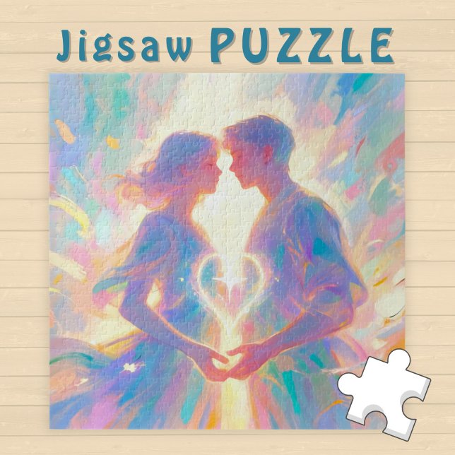 Romantic Twin Soul Love Man and Woman with Heart - Jigsaw Puzzle (Creator Uploaded)
