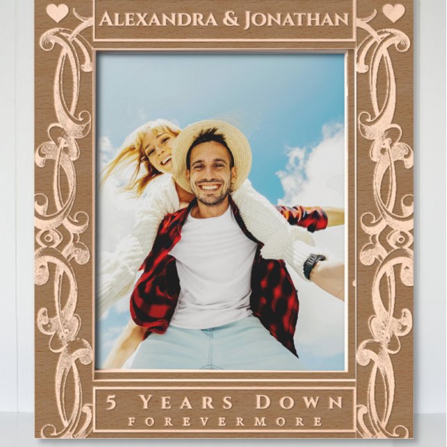 Romantic Two Heart Scroll Newlywed Wedding Photo   Etched Frames (Creator Uploaded)