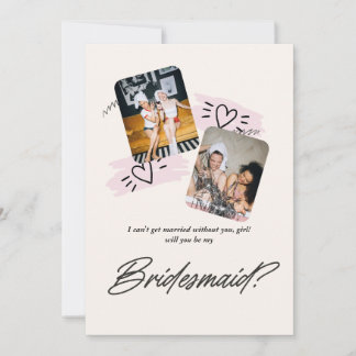 Romantic Two-Photo Bridesmaid Proposal Card