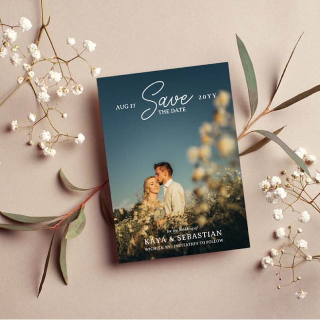 Romantic Typography Photo Save the Date (Creator Uploaded)