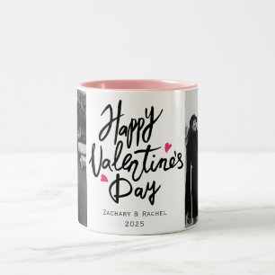 Romantic Typography Valentines day couple 2 photo Two-Tone Coffee Mug
