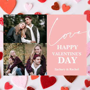 Romantic Typography Valentines day couple 3 photo Holiday Card