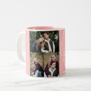 Romantic Typography Valentines day couple 3 photo Two-Tone Coffee Mug