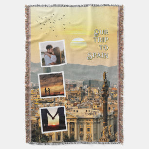 Romantic Vacation Photo Collage Design Throw Blanket