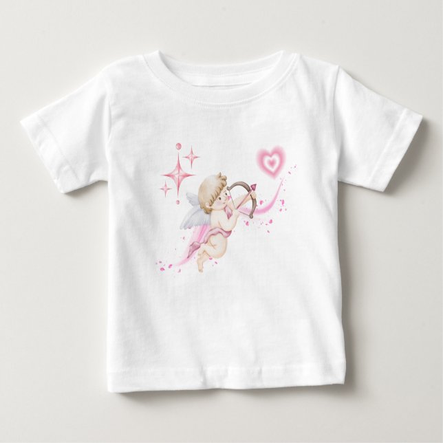 Romantic Valentine Art with Pink Heart Glow Baby T-Shirt (Front)
