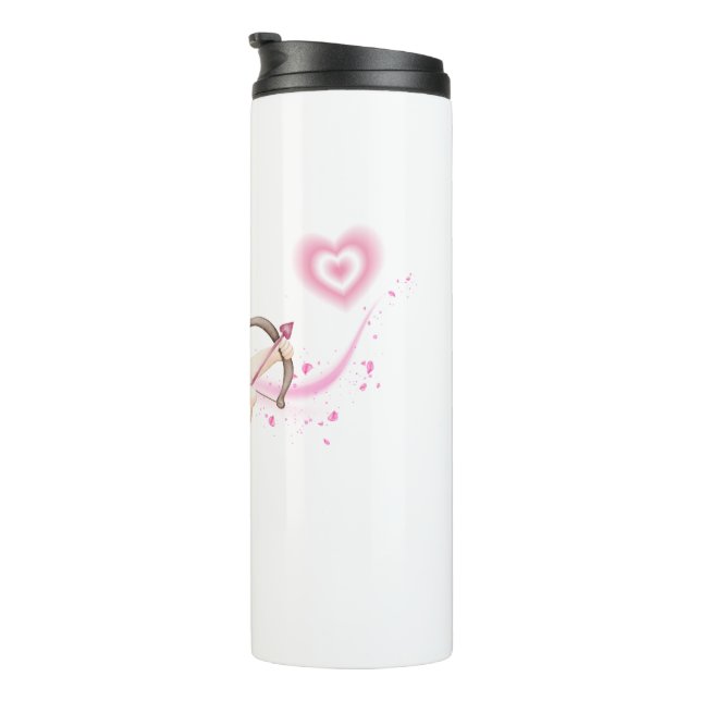 Romantic Valentine Art with Pink Heart Glow Thermal Tumbler (Rotated Right)