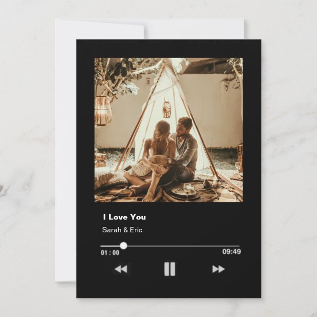 romantic valentine couple love music player holiday card (Front)