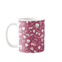Romantic Valentine Day Love Pattern Dark Pink
