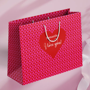 Romantic Valentine Gift Bag I Love You Heart Desig