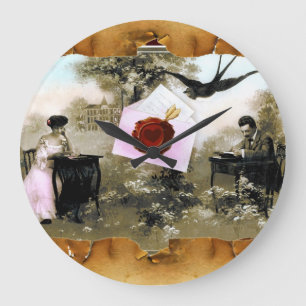 ROMANTIC VALENTINE LETTER ,RED WAX SEAL LARGE CLOCK