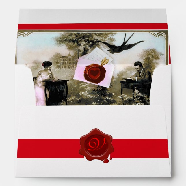 ROMANTIC VALENTINE LETTER ,RED WAX SEAL MONOGRAM ENVELOPES (Back (Bottom))
