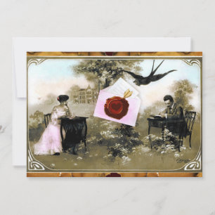 ROMANTIC VALENTINE LETTER ,RED WAX SEAL MONOGRAM INVITATION