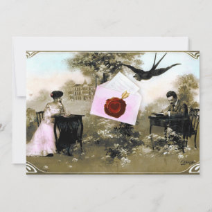 ROMANTIC VALENTINE LETTER ,RED WAX SEAL MONOGRAM INVITATION