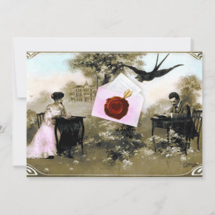 ROMANTIC VALENTINE LETTER ,RED WAX SEAL MONOGRAM INVITATION