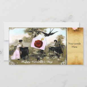 ROMANTIC VALENTINE LETTER ,RED WAX SEAL PARCHMENT HOLIDAY CARD