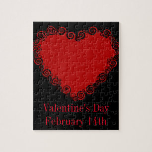 Romantic Valentine Love Heart Red Jigsaw Puzzle