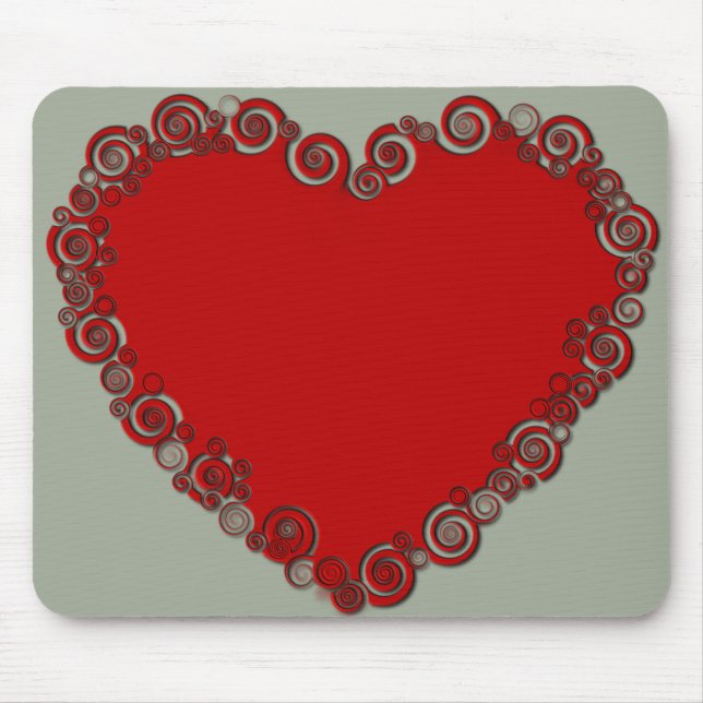 Romantic Valentine Love Heart Red Mouse Pad (Front)