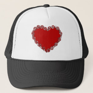 Romantic Valentine Love Heart Red Trucker Hat