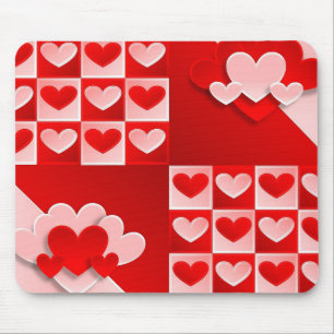 Romantic Valentine Love Hearts Red White Heart Mouse Pad