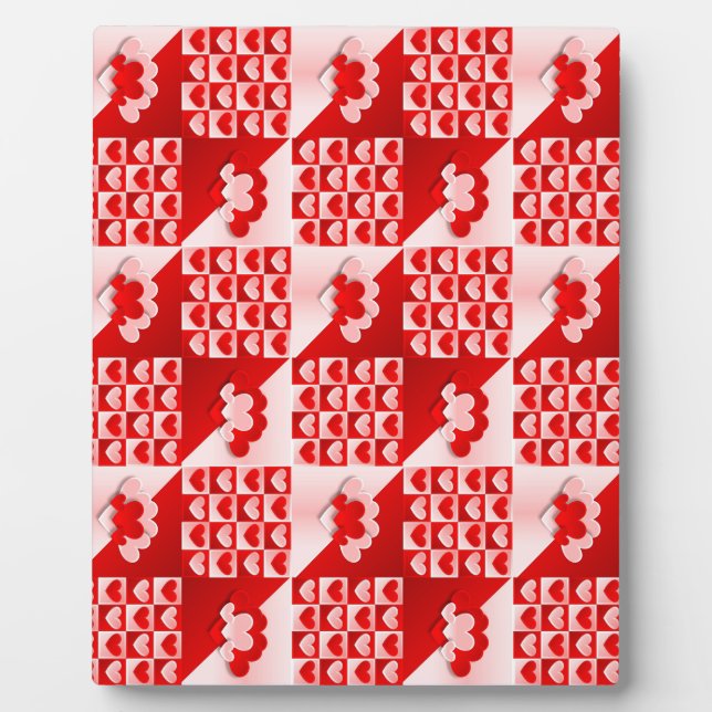 Romantic Valentine Love Hearts Red White Heart Plaque (Front)