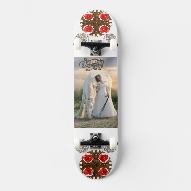 Romantic Valentine Memory Custom Photo Art  Skateboard (Front)