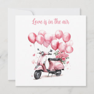 Romantic Valentine Pink Scooter Italy Holiday Card