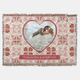 Romantic Valentine’s Day Bistro Tile Photo Throw Blanket