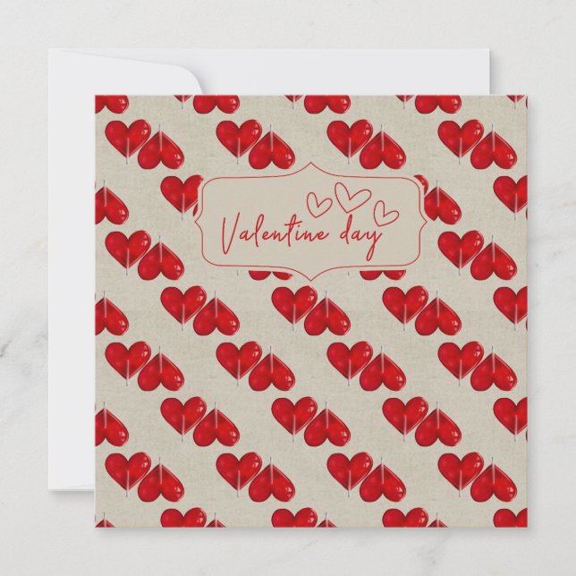Romantic Valentine’s Day Card | Red Heart Pattern  (Front)
